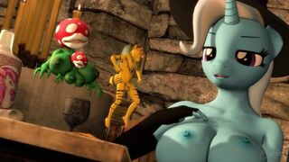 Hot threesome with witch and plants - porn video