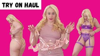Hot lingerie try on haul sexy blonde Michellexm - porn video